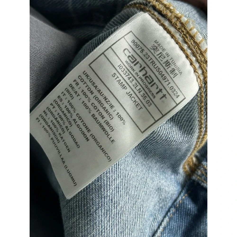 Carhartt Wip Stamp Jacket Blue Denim Jacket Mens Size Small NWT $278